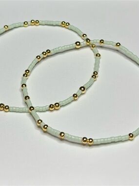 BramFam Beads 14k gold filled Mint Bead Bracelet Set of 2